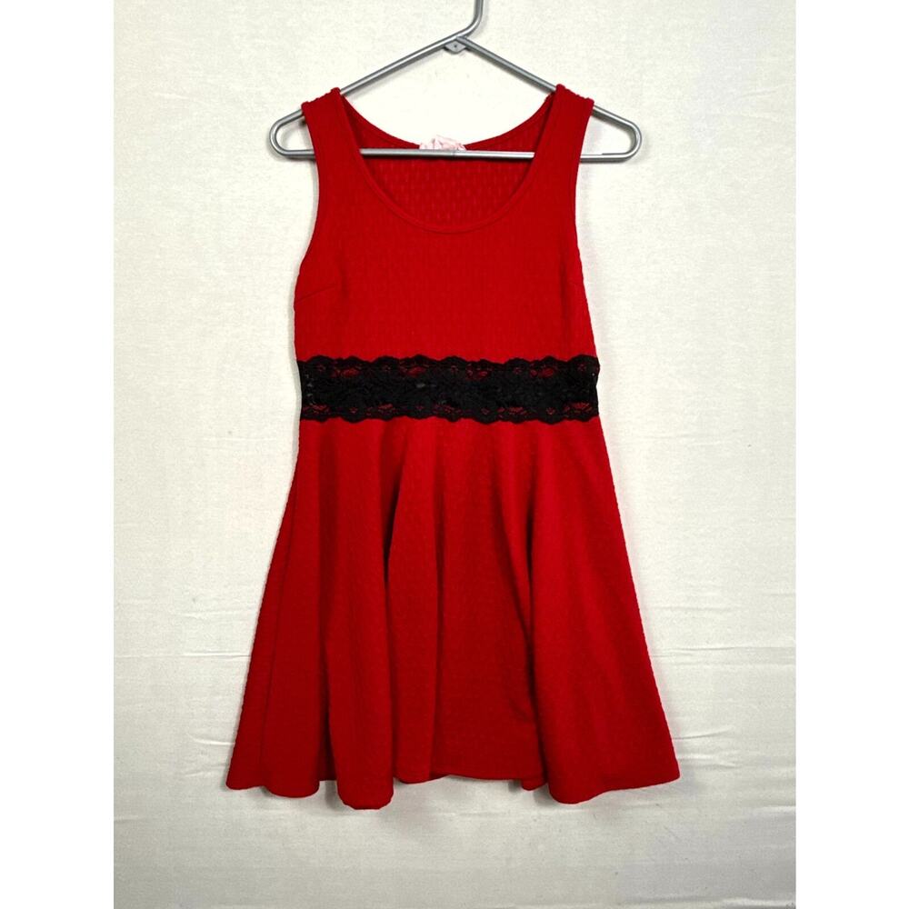 Wild Daisy Fit & Flare Dress Women XL Red Stretch Scoop Neck Sleeveless Pullover